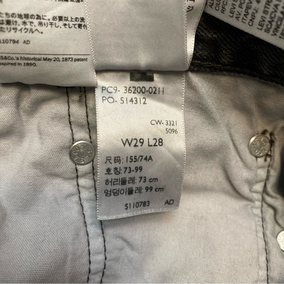 Levi’s 501 Jeans Button Fly raw hem Get off my cloud black wash 29/28 - Picture 12 of 16